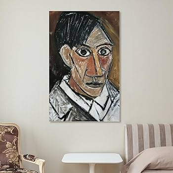 パブロ・ピカソ／男の肖像（自画像）複製画額装 Amazon.co.jp: パブロ・ピカソの自画像ポスター抽象的なウォール